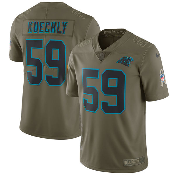 Youth Carolina Panthers 59 Kuechly Nike Olive Salute To Service Limited NFL Jerseys